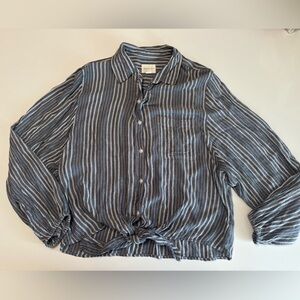 American Eagle Outfitters Blue and White Striped Top